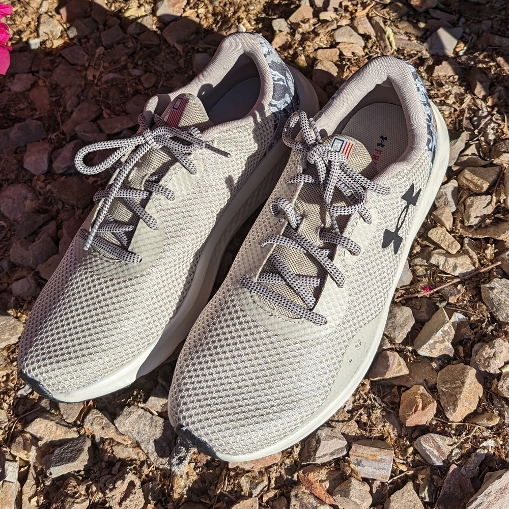 Men's UA Charged Pursuit 3 USA Running Shoes Size 12 Khaki Base - 200 - Picture 5 of 16